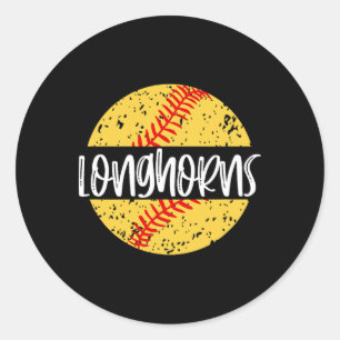 Longhorns Softll Team Mascot School Spirit Game Da Classic Round Sticker