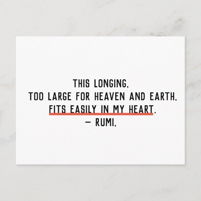 Longing inn My Heart Rumi Quote Postcard (Front)