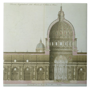 Longitudinal Cross-Section of St. Peter's in Rome, Ceramic Tile