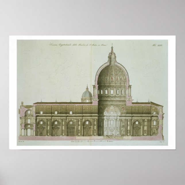 Longitudinal Cross-Section of St. Peter's in Rome, Poster (Front)