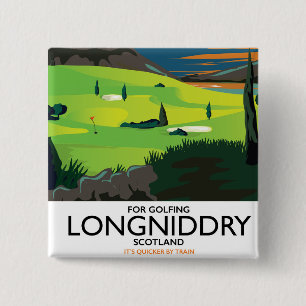 longniddry Scotland Golf travel poster 15 Cm Square Badge