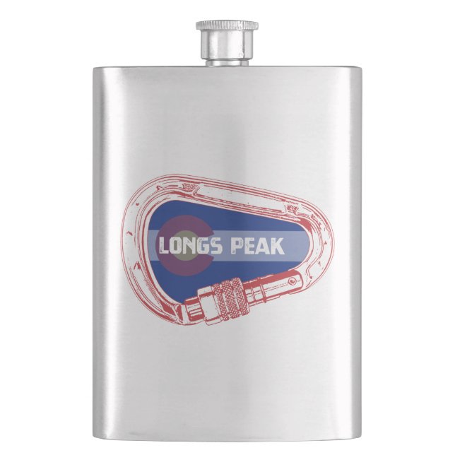 Longs Peak Climbing Carabiner Hip Flask (Front)