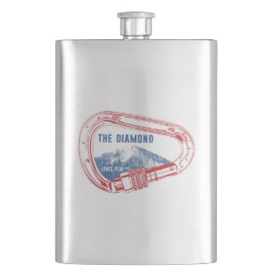 Longs Peak Diamond Rock Climbing Carabiner Hip Flask