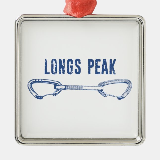 longs peak, mountains, climbing, climber, summit,  metal ornament (Front)