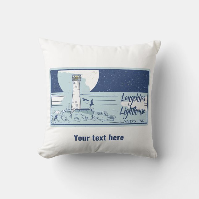 Longships lighthouse lands end cushion (Front)