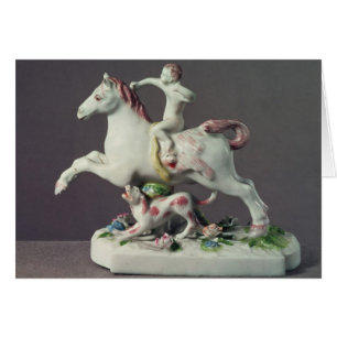 Longton Hall figure of Cupid riding a horse