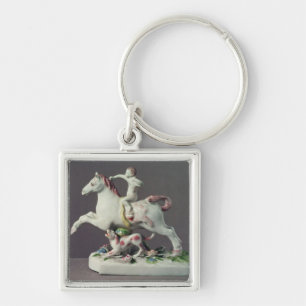 Longton Hall figure of Cupid riding a horse Key Ring