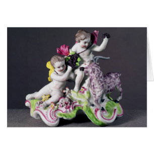Longton Hall group, two putti with goat, c.1755