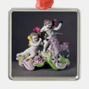 Longton Hall group, two putti with goat, c.1755 Metal Tree Decoration