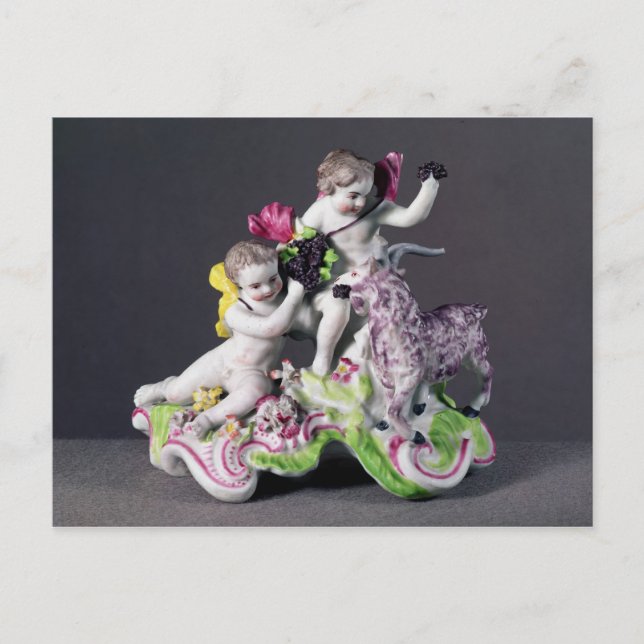 Longton Hall group, two putti with goat, c.1755 Postcard (Front)
