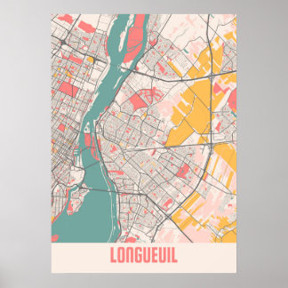 Longueuil - Canada Chalk City Map Poster