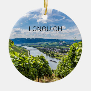 Longuich Moselle Vineyard Panorama Germany Ceramic Ornament