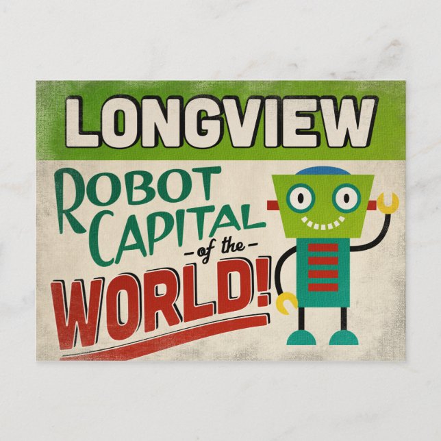 Longview Texas Robot - Funny Vintage Postcard (Front)