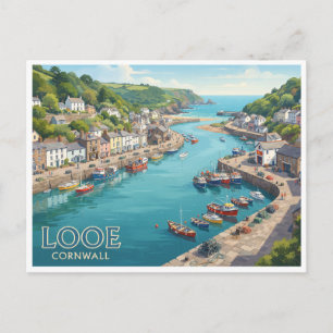 Looe Harbour England Postcard