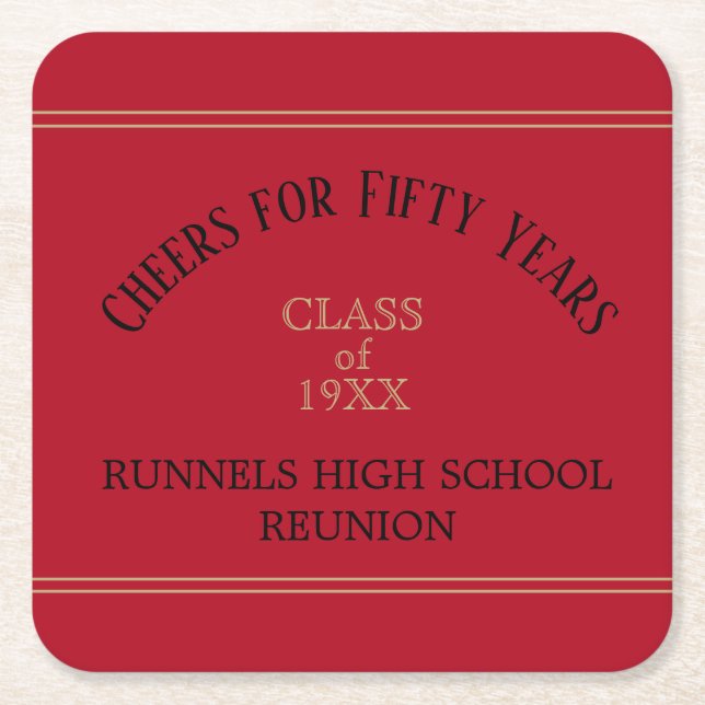 Look! 50th Class Reunion party coasters (Front)