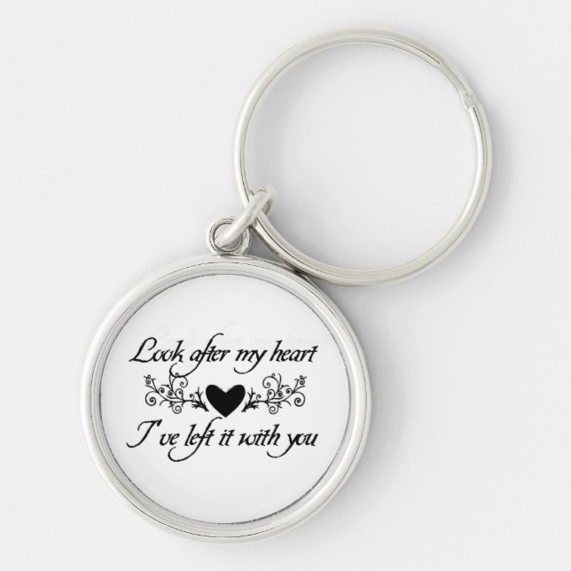 Look After My Heart Sterling Silver Keychain (Front)