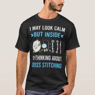 Look Calm Cross Stitching T-Shirt
