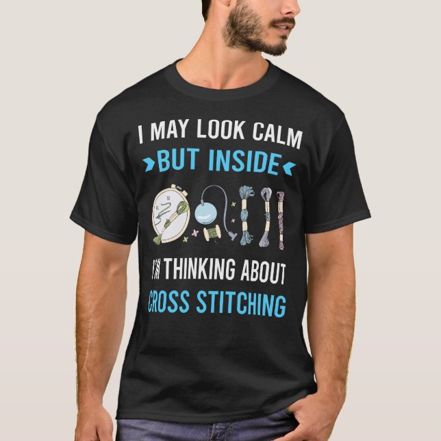 Look Calm Cross Stitching T-Shirt (Front)