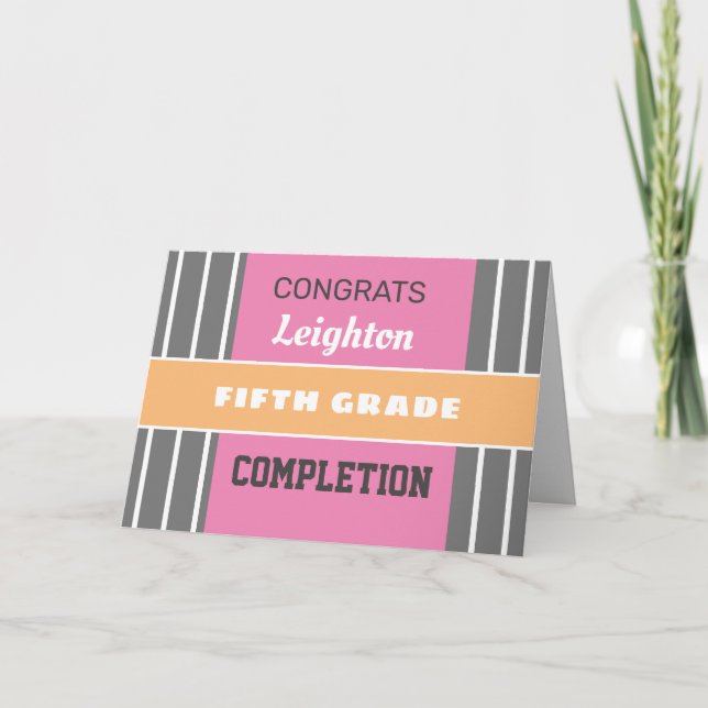 Look! Custom Fifth grade completion card! Card (Front)