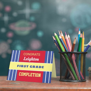 Look! Custom First grade completion card! Card