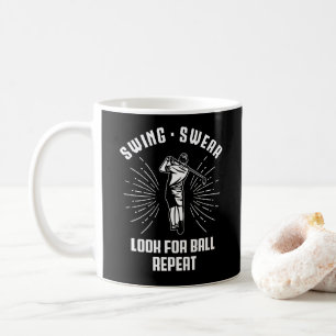 Look for Ball Repeat Golf Nerd Vintage Golfing Pun Coffee Mug