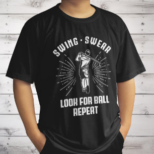 Look for Ball Repeat Golf Nerd Vintage Golfing Pun T-Shirt
