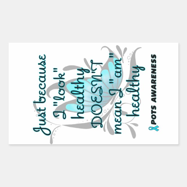 "Look" healthy/Butterfly...POTS Rectangular Sticker (Front)