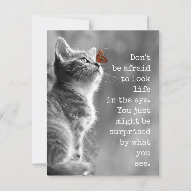 Look Life In the Eye Cute Motivational Quote Card (Front)