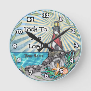 Look Lighthouse Christian Round Clock