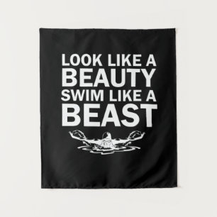 Look Like A Beauty Swim Like A Beast Tapestry