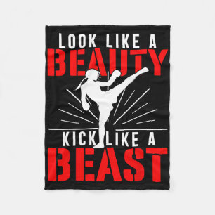 Look Like Beauty Kick Like Beast Kickboxer Athleti Fleece Blanket