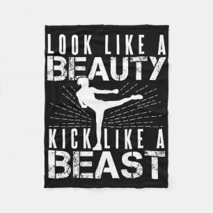 Look Like Beauty Kick Like Beast Kickboxer Athleti Fleece Blanket