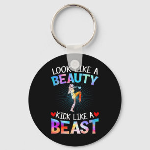 Look Like Beauty Kick Like Beast Tee Women Kickbox Key Ring