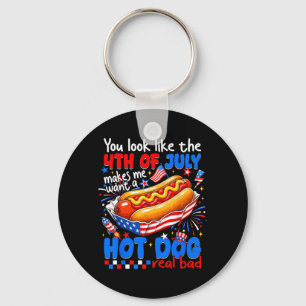 Look Like The 4th Of July Funny Aamerican Hot Dog Key Ring