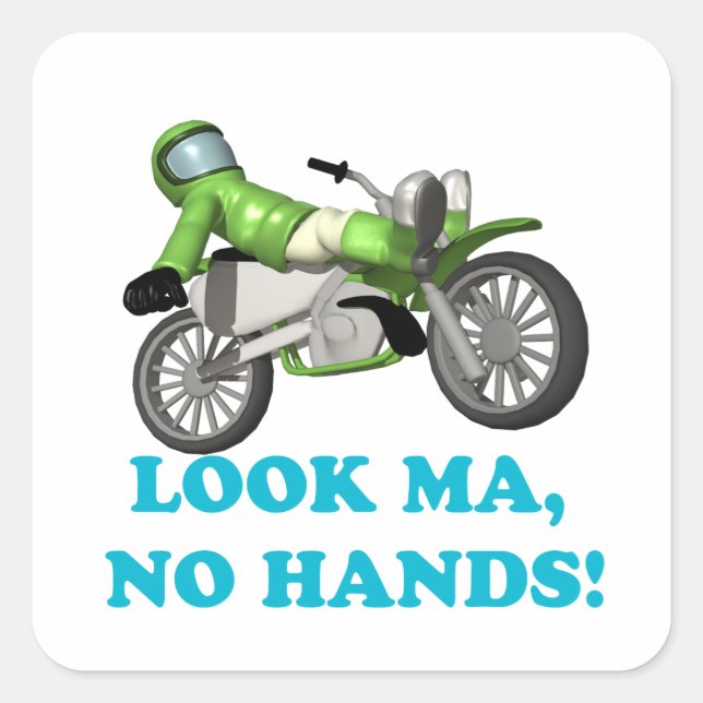 Look Ma No Hands Square Sticker (Front)