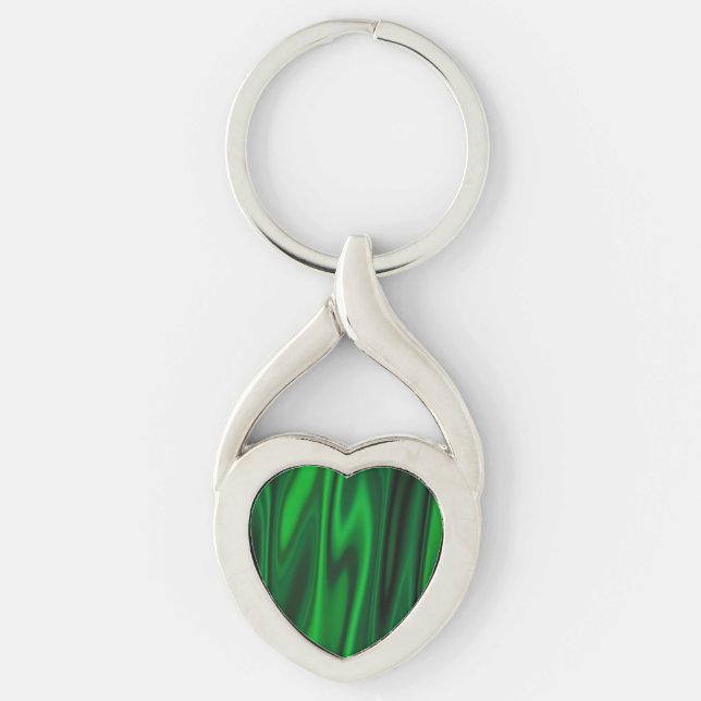 Look of Smooth 0f Emerald Green Satin Fabric Key Ring (Front)