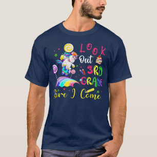 Look Out 3rd Grade Funny I Come Cute Unicorn Skate T-Shirt