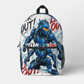 Look Out Cyber Commando Techwear Streetwear  Printed Backpack