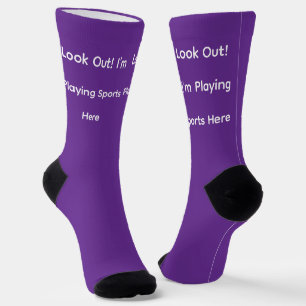 Look Out! I'm Playing Sports Here Purple Socks