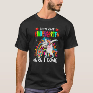 Look Out Kindergarten I Come Dabbing Unicorn Rain T-Shirt