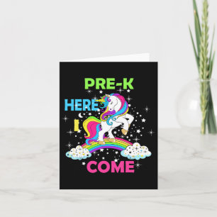 Look Out Pre K Here I Come Girl Unicorn Preschool Card