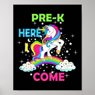 Look Out Pre k Here I Come Girl Unicorn Preschool Poster