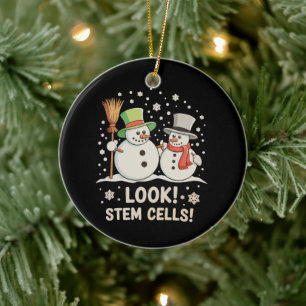 Look Stem Cells Snowman Christmas Science Biology Ceramic Ornament