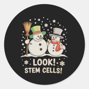 Look Stem Cells Snowman Christmas Science Biology Classic Round Sticker