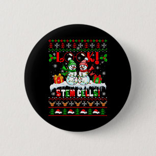 Look! Stem Cells Xmas Snow Couple Snowmen Science 6 Cm Round Badge