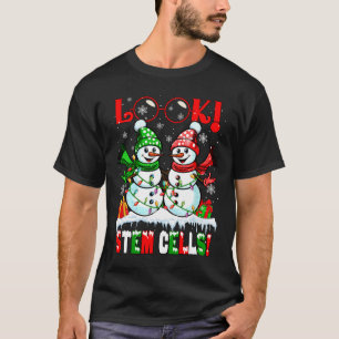 Look! Stem Cells Xmas Snow Couple Snowmen Science T-Shirt