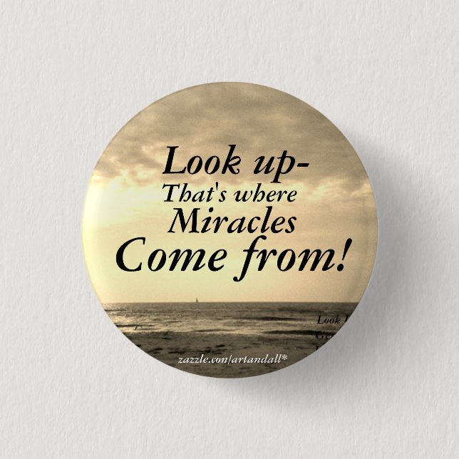 LOOK UP  3 CM ROUND BADGE (Front)
