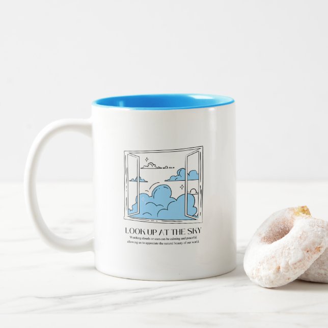 Look Up At The Sky Two-Tone Coffee Mug (With Donut)