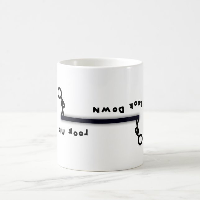 Look up vs look down (& the stick men) coffee mug (Center)