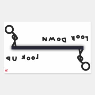 Look up vs look down (& the stick men) rectangular sticker